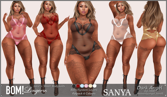 Dark Angel : Sanya Lace + Sheer Bodysuits BOM - Fatpack
