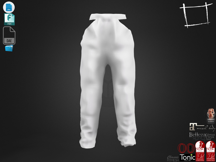 Dae Obj FBX For Side Cutout Loose Hiphop Pants Belleza, Slink, Legacy, Maitreya, Tonic