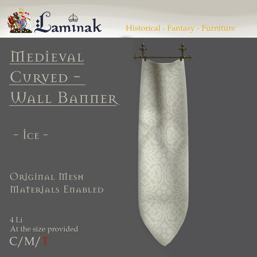 Second Life Marketplace - Laminak - Medieval Curved Wall Banner - Gold ...