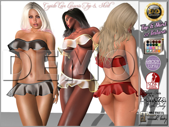 ☾ⅅⅅ☽ ◉ Cupido Love Lingerie Top & Skirt ◉ [ DEMO ]