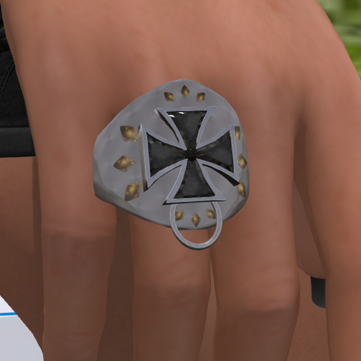 R.S. - Iron Cross w/ Dragon Scales Leash Holder Ring