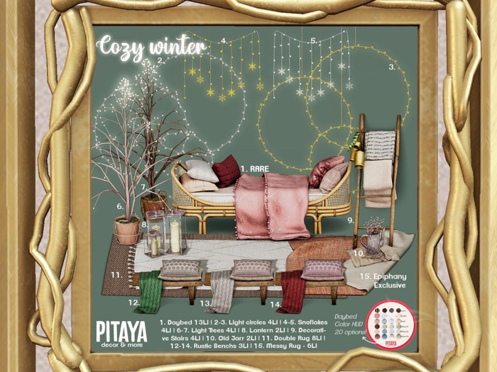 Pitaya - Cozy Winter - Rustic bench white