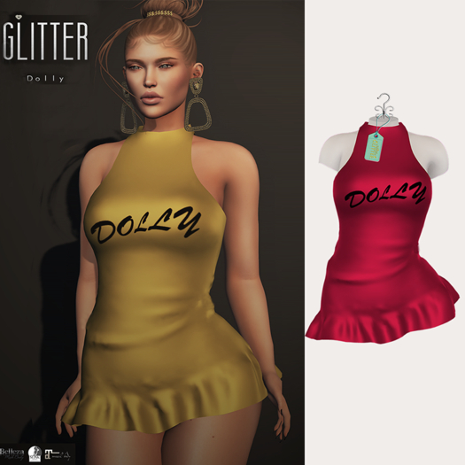 Glitter Dolly Fitmesh Minidress Fraise