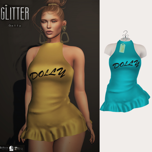 Glitter Dolly Fitmesh Minidress Turquoise