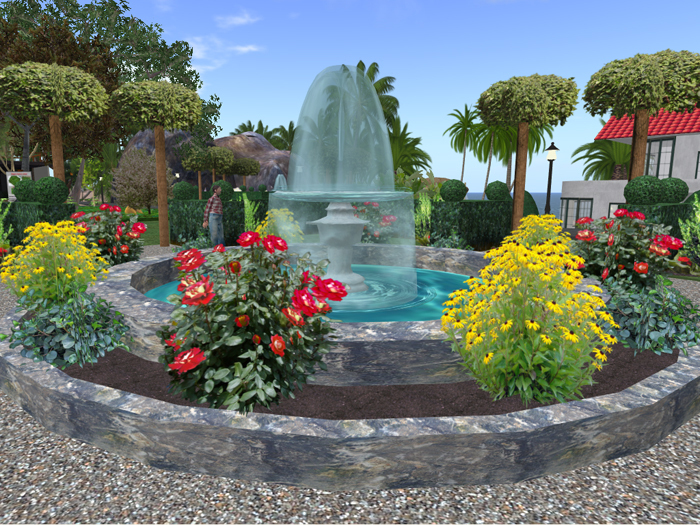 Italian Garden With Blackeyed Susans & Red Roses