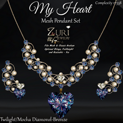 c. Zuri's My Heart Mesh Set Twilight/Mocha Dia-Bronze