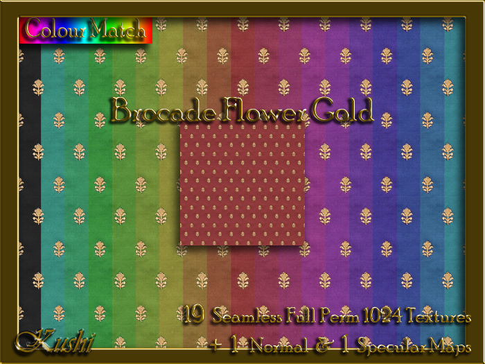 Brocade Flower Gold Seamless Texture Set