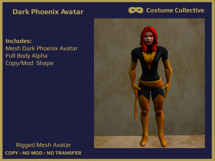 Dark Phoenix Rigged Avatar by Costume Collective