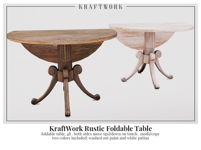 KraftWork Rustic Foldable Table (Add Me)