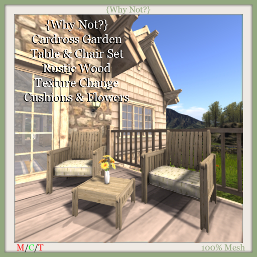 {Why Not?} Cardross Garden Table & Chair Set-Rustic  Wood-Boxed