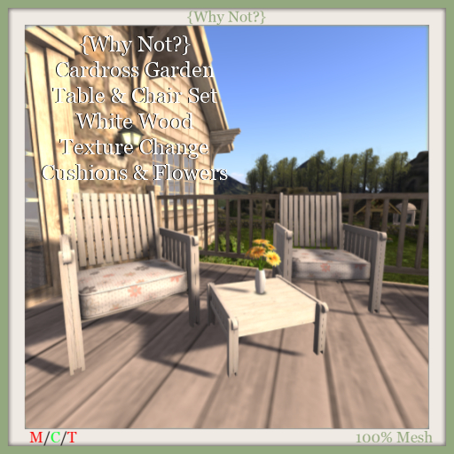 {Why Not?} Cardross Garden Table & Chair Set-White Wood-Boxed