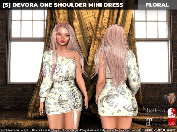[S] Devora One Shoulder Mini Dress Floral
