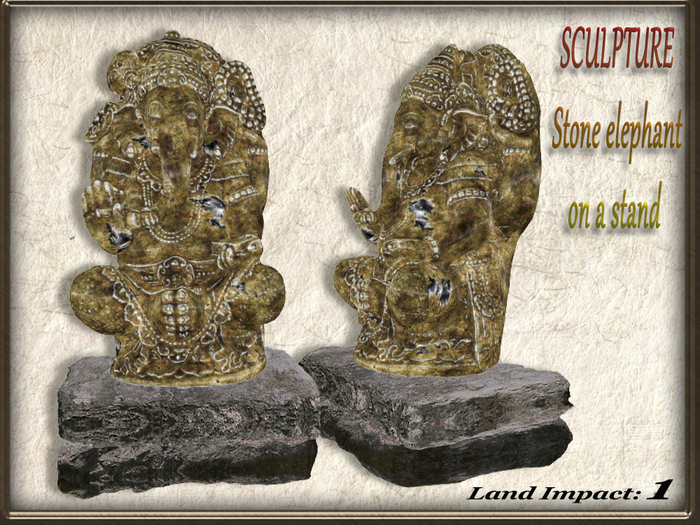 SCULPTURE - Stone elephant on a stand (1 Li) Full Perm