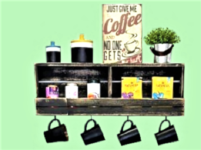 KITCHEN COFFEE SERVE SHELF DISPLAY HOME DECOR Farm&Country 3D Detailed Cut Out Wall Decal Style on 1Prim C/M Just Hang