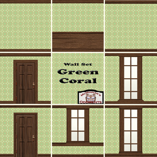 Green coral wall set