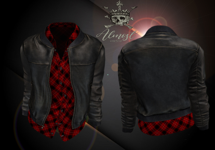 <Almost> Leaher Jacket with red shirt *MESH*