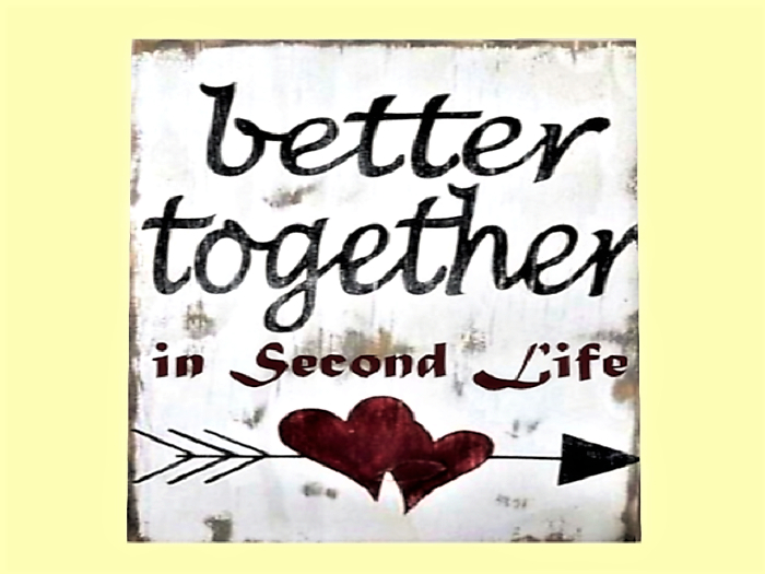BETTER TOGETHER IN SECOND LIFE LOVE Painted Wood HOME WALL DECOR Farm&Country 1 Prim C/M Image 2 Sides, Ready to Place