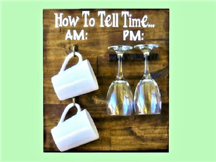 HOW to Tell The TIME Coffee & Wine Kitchen HOME WALL DECOR! Farm &Country 1 Prim Copy/Mod, Image 2 Sides. Ready to place