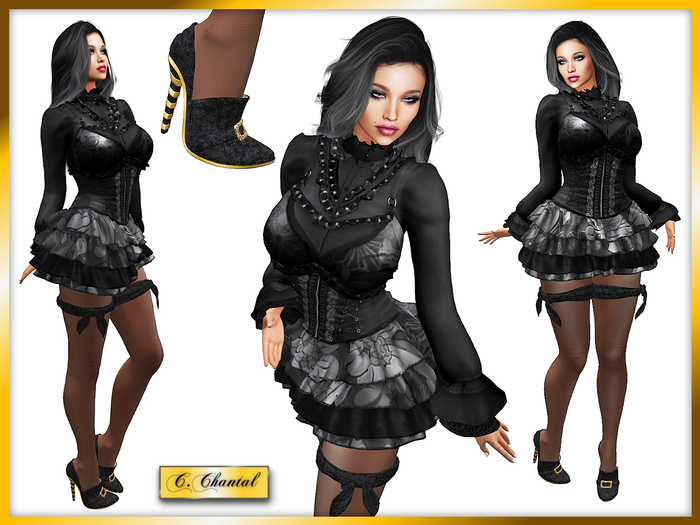 Second Life Marketplace C.CHANTAL Vintage Ball Costume BLACK WIDOW