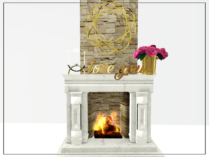 [AE] Home Decor - ILU Stone Fireplace A2