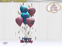 BMC3085 - HAPPY BIRTHDAY - BALLOONS WITH GOLD STREAMERS.