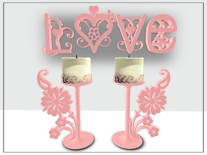 [AE] Home Decor -Arenta Iron Love Decor Set Pink