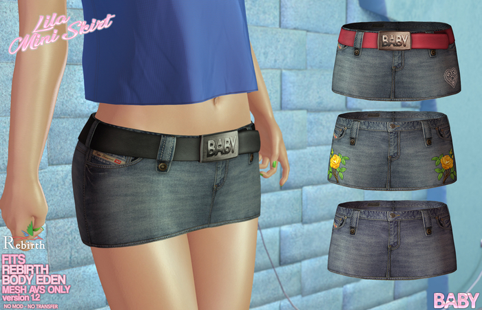 :*BABY*: {REBIRTH} Lila Mini SKIRT Jeans (For: Rebirth Body Eden)