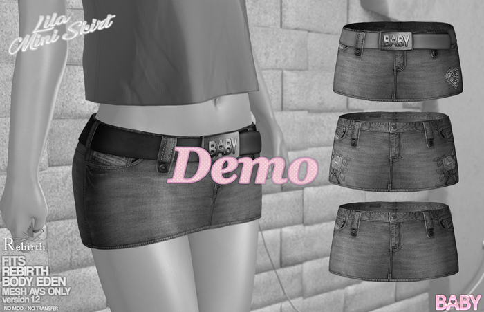 DEMO :*BABY*: {REBIRTH} Lila Mini SKIRT Jeans (For: Rebirth Body Eden)