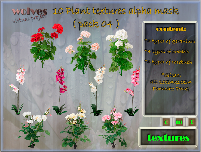 WVP 10 plant textures alpha mask pack 04 (full perm)
