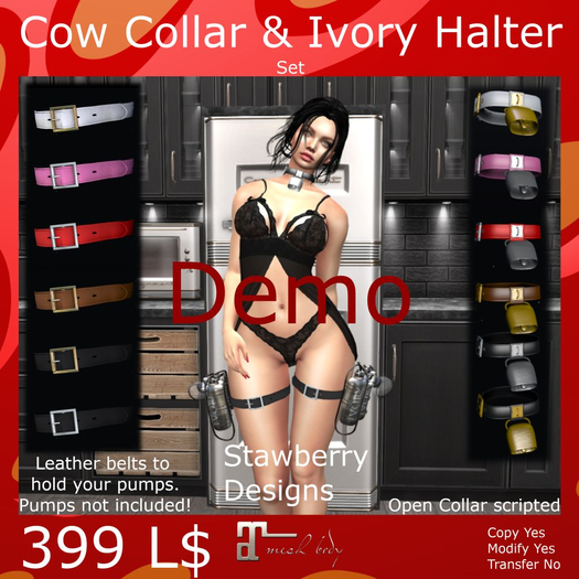 Stawberry Ivory Halter & Cow Collar Set Demo