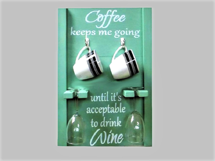 COFFEE KEEPS ME GOING UNTIL WINE Kitchen HOME WALL DECOR! Farm &Country 1 Prim Copy/Mod, Image 2 Sides. Ready to place