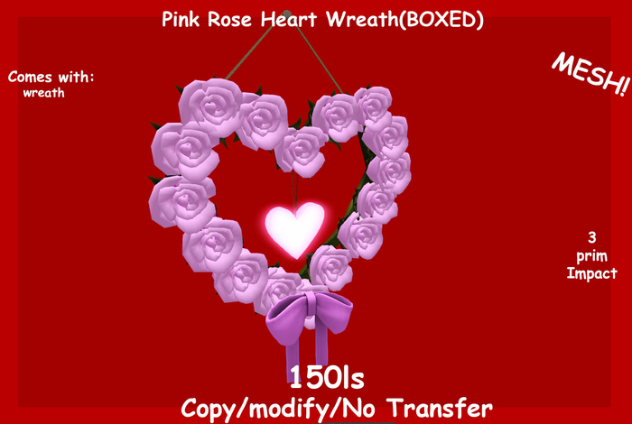 Pink Rose Heart Wreath(BOXED)