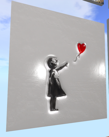 Canvas Girl with baloon Bansky 3D materials enabled
