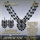 SAKISSIA Morria Necklace & Earrings Set OP - Burgandy Garnet Black Mercury