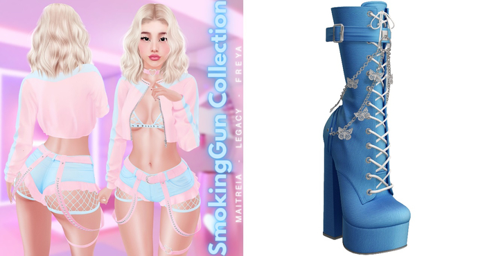 Rebelpill - SmokingGun Collection Boots Splashy Blue