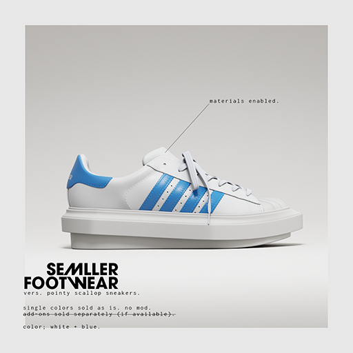 Semller - Pointy Scallop Sneakers White + Blue (add)