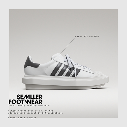 Semller - Pointy Scallop Sneakers White + Black (add)