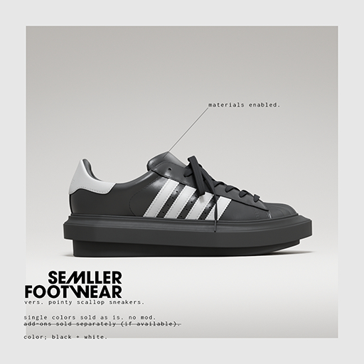 Semller - Pointy Scallop Sneakers Black + White (add)