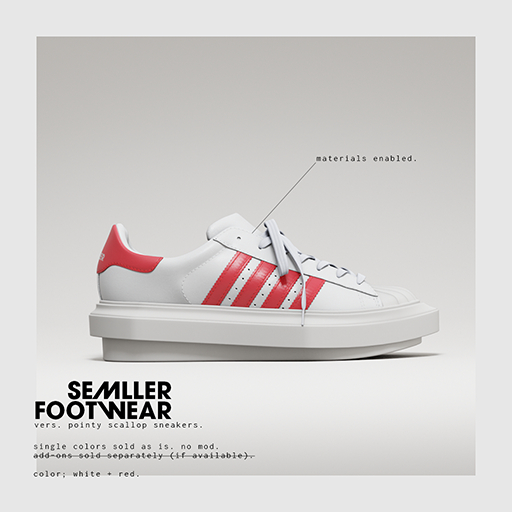 Semller - Pointy Scallop Sneakers White + Red (add)