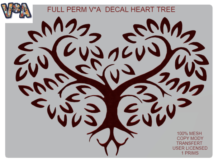 FULL PERM V*A  DECAL HEART TREE