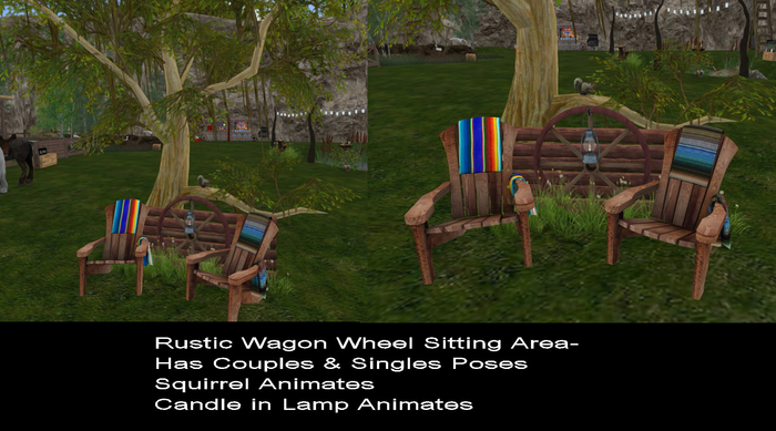 AA Country Rustic Wagon Wheel Sitting Area