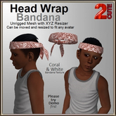 Head Wrap Bandana [2cute] Coral & White