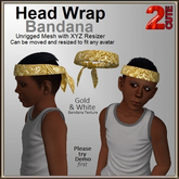 Head Wrap Bandana [2cute] Gold & White