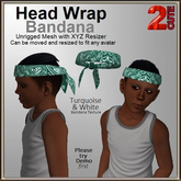 Head Wrap Bandana [2cute] Solid Turquoise