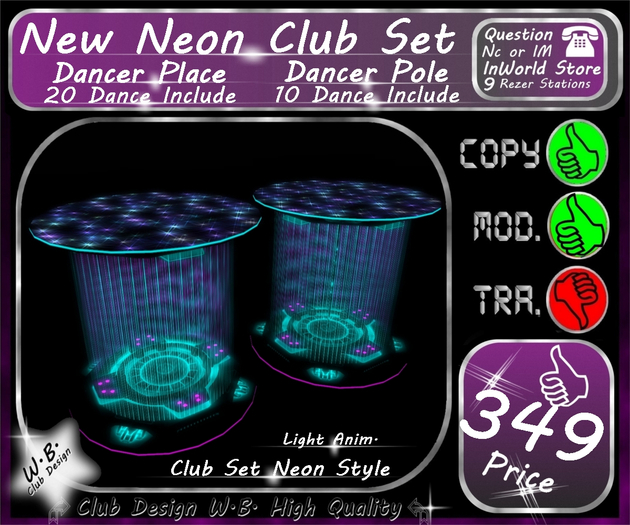 * Club Neon Dancer Set * Pole * Dancer Place * Include Dances *