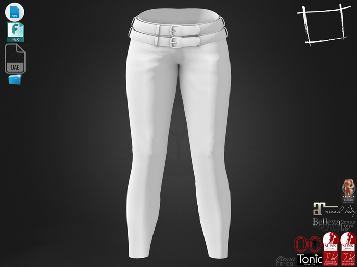 Dae Obj FBX For Double Belts Pants Belleza, Slink, Legacy, Maitreya, Tonic