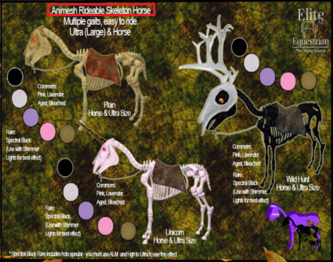 *E* RH Rideable Skeleton Horse - Unicorn Black RARE