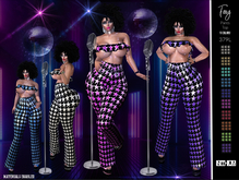 *PROMO Foxy Sequin Pant set. Bell bottoms, Disco, Hip Belt, Fringe top, ultra HD, For Inithium Kupra . FatPack HD-3D