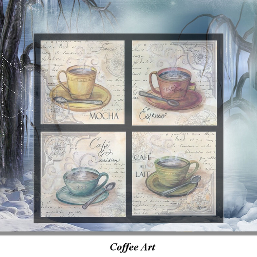 Coffee Wall Art Decor -Cups Poster-full perm coffee sign texture