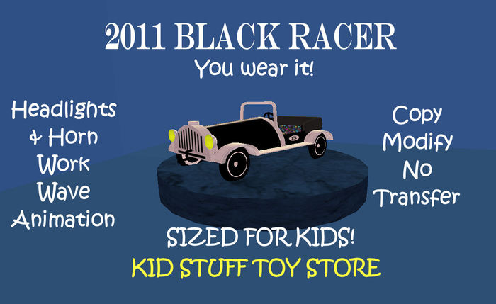 Kid's Black Racer Race Car (Wearable)
